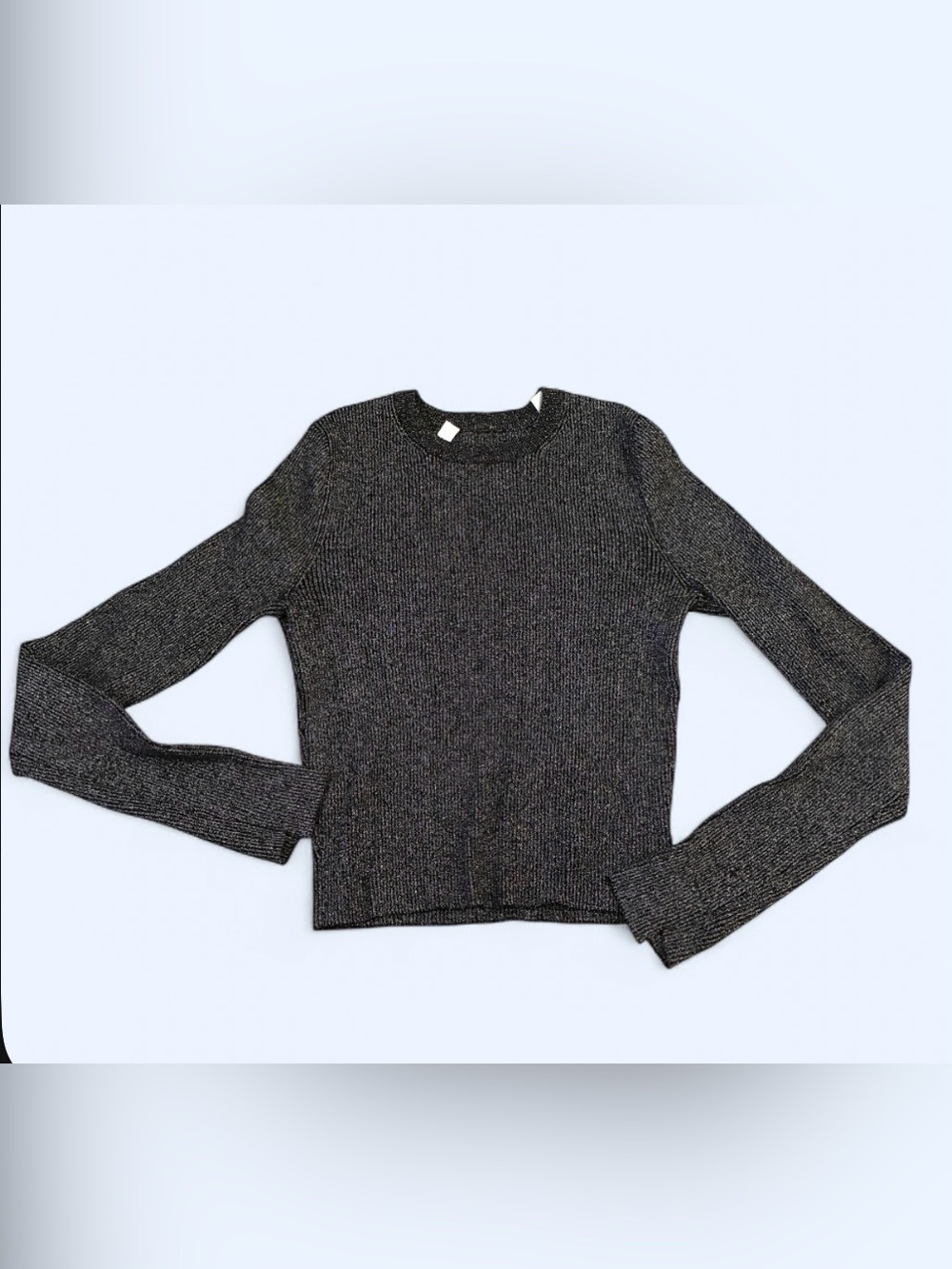 A.L.C. Merino wool metallic crop sweater crew neck Black glitter 
Whimsigoth